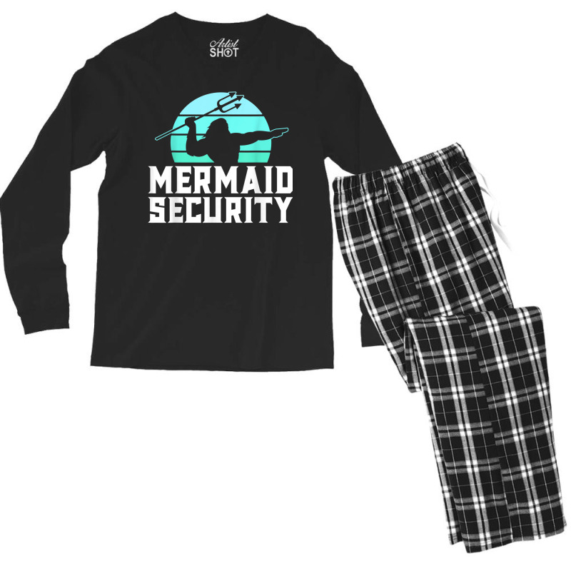 Mermaid Security Mens Boys Swimmer Dad Merdad Trident Men's Long Sleeve Pajama Set | Artistshot