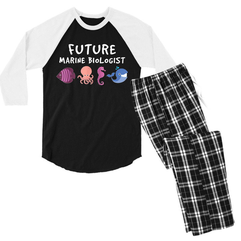 Future Marine Biologist Ocean Life Enthusiast Sea Lover Men's 3/4 Sleeve Pajama Set | Artistshot