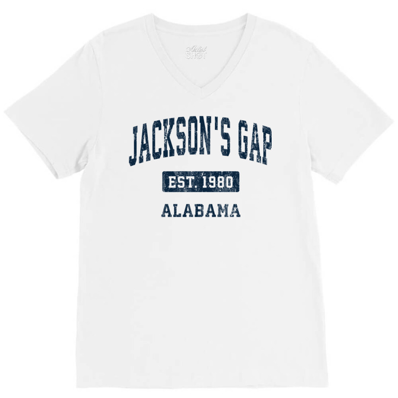 Jackson's Gap Alabama Al Vintage Sports Established Navy Des Pullover V-neck Tee | Artistshot