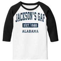 Jackson's Gap Alabama Al Vintage Sports Established Navy Des Pullover Youth 3/4 Sleeve | Artistshot