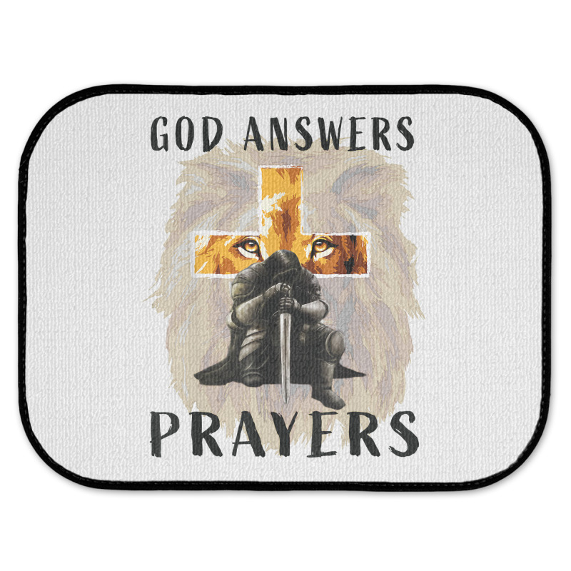 God Answers Prayers Warrior Men Christian Cross Lion Graphic T Shirt Rear Car Mat | Artistshot