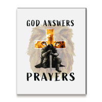 God Answers Prayers Warrior Men Christian Cross Lion Graphic T Shirt Metal Print Vertical | Artistshot