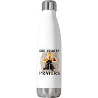 God Answers Prayers Warrior Men Christian Cross Lion Graphic T Shirt Stainless Steel Water Bottle | Artistshot