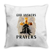 God Answers Prayers Warrior Men Christian Cross Lion Graphic T Shirt Throw Pillow | Artistshot