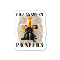 God Answers Prayers Warrior Men Christian Cross Lion Graphic T Shirt Sticker | Artistshot