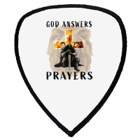 God Answers Prayers Warrior Men Christian Cross Lion Graphic T Shirt Shield S Patch | Artistshot