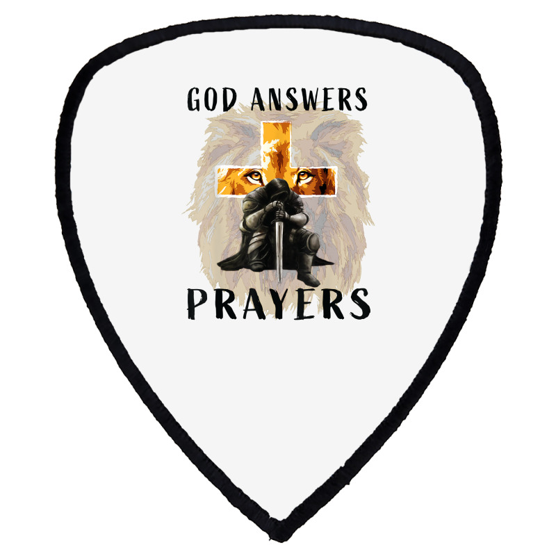 God Answers Prayers Warrior Men Christian Cross Lion Graphic T Shirt Shield S Patch | Artistshot