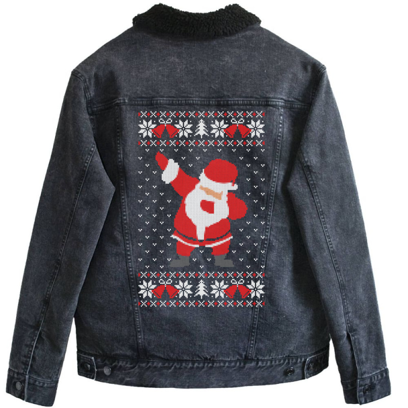 Dabbing Santa Ugly Sweater Unisex Sherpa-lined Denim Jacket | Artistshot