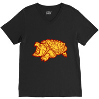 Alligator Snapping Turtle - Reptile - Wildlife - Japanese Monster - Sn V-neck Tee | Artistshot