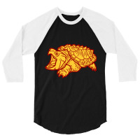 Alligator Snapping Turtle - Reptile - Wildlife - Japanese Monster - Sn 3/4 Sleeve Shirt | Artistshot