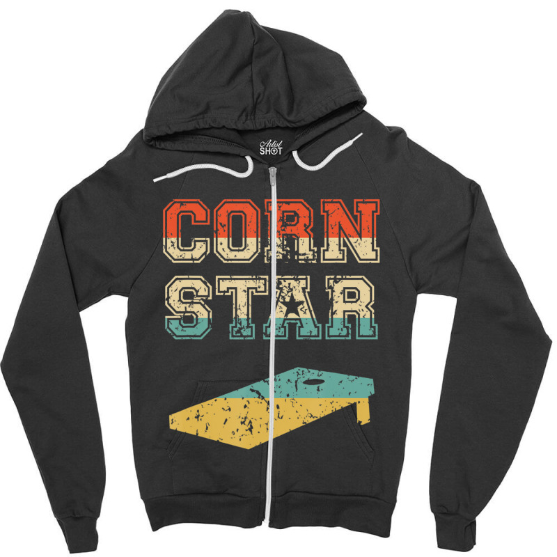 Corn Star Funny Cornhole Tournament Zipper Hoodie by femalesbaubles | Artistshot