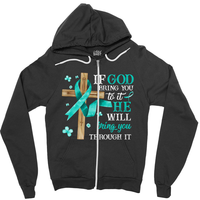 Tourettes Awareness Myasthenia Gravis Teal Ribbon Zipper Hoodie | Artistshot