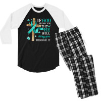 Tourettes Awareness Myasthenia Gravis Teal Ribbon Men's 3/4 Sleeve Pajama Set | Artistshot