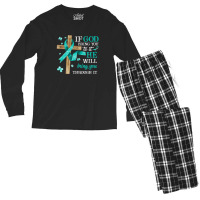 Tourettes Awareness Myasthenia Gravis Teal Ribbon Men's Long Sleeve Pajama Set | Artistshot