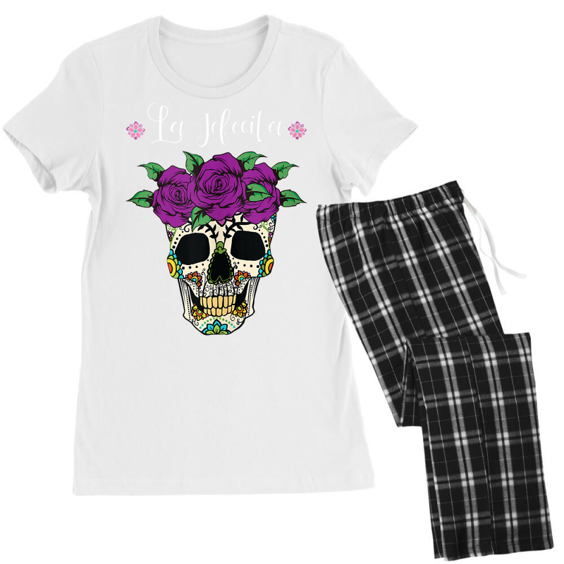 Calavera Sugar Skull Head Blue Roses Day Of The Dead Gifts Tank Top Women's Pajamas Set by emaliekrein | Artistshot