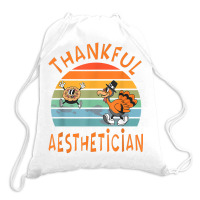 Aesthetician Job Funny Thanksgiving T Shirt Drawstring Bags | Artistshot