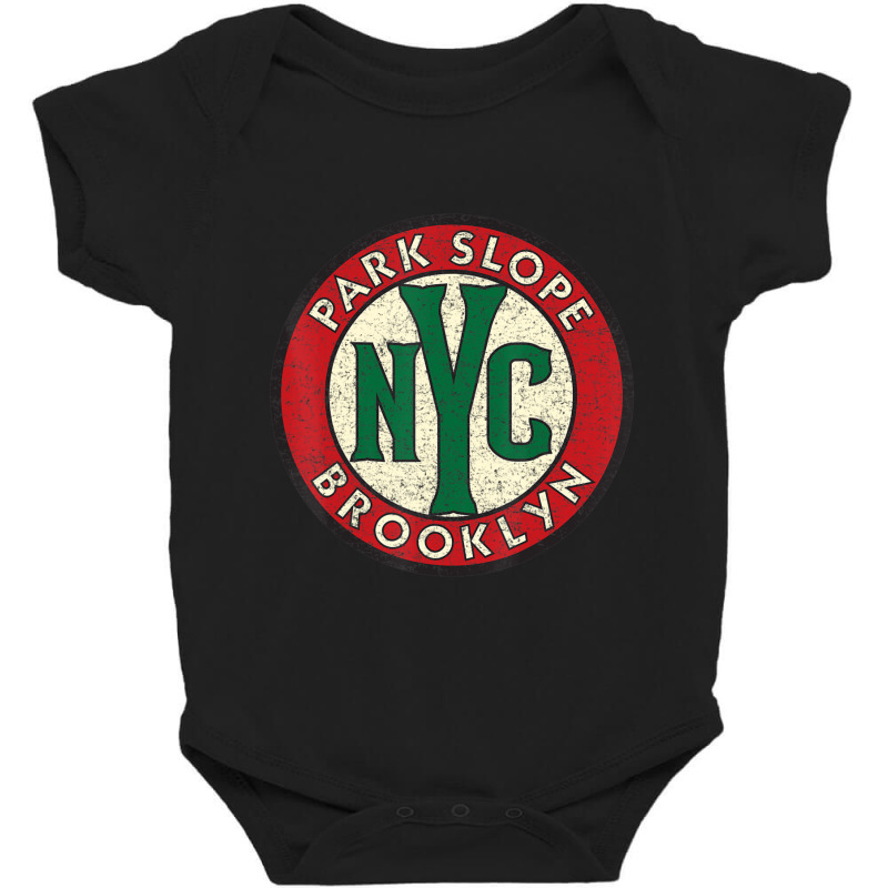 Park Slope Brooklyn Nyc Vintage Road Sign Distressed Print Baby Bodysuit by degreesgunner | Artistshot