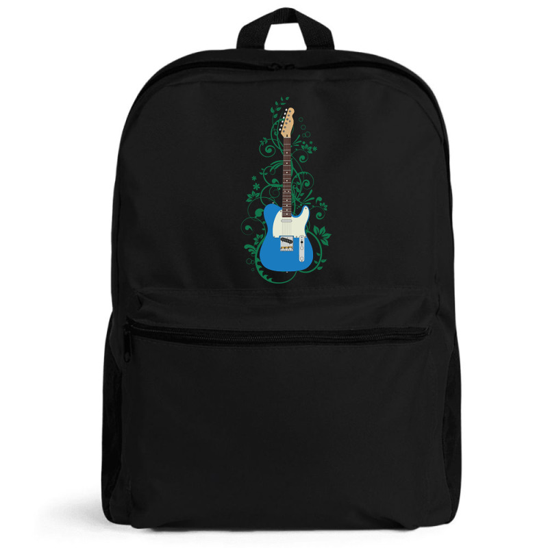 Blue T-style Electric Guitar Flowering Vines Backpack | Artistshot