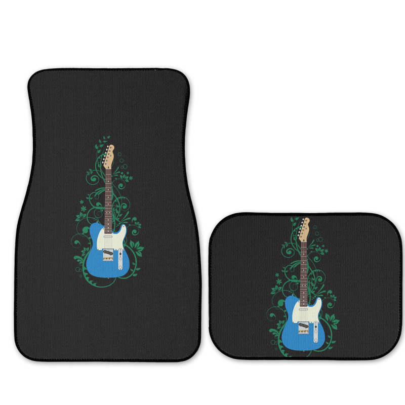 Blue T-style Electric Guitar Flowering Vines Full Set Car Mats | Artistshot