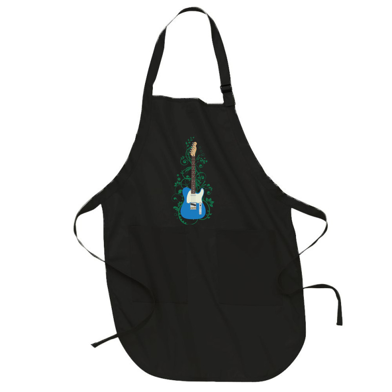 Blue T-style Electric Guitar Flowering Vines Full-length Apron | Artistshot