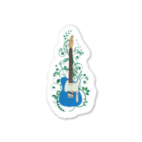 Blue T-style Electric Guitar Flowering Vines Sticker | Artistshot