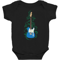 Blue T-style Electric Guitar Flowering Vines Baby Bodysuit | Artistshot