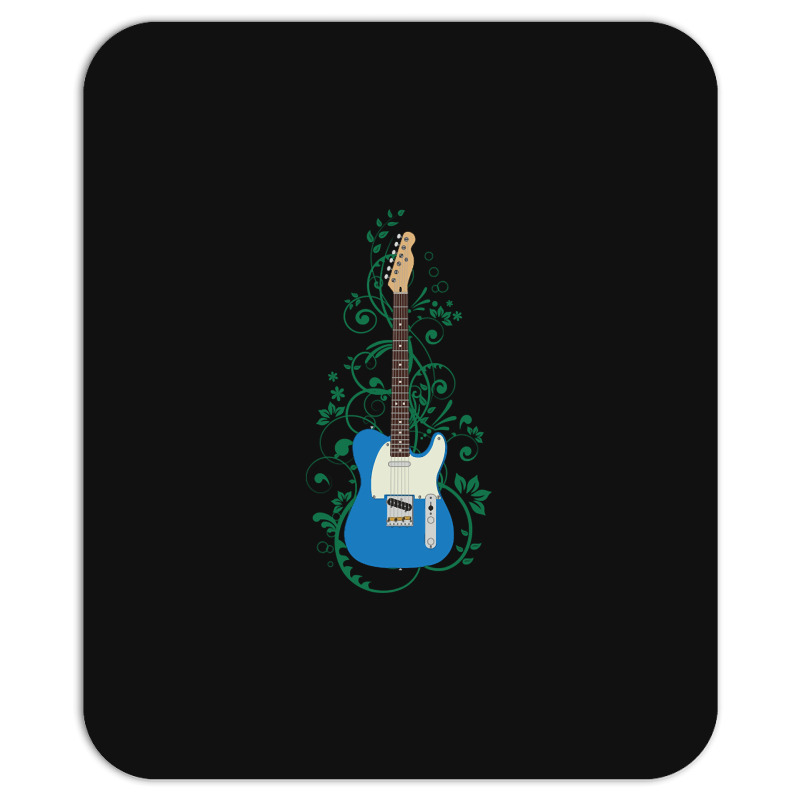 Blue T-style Electric Guitar Flowering Vines Mousepad | Artistshot