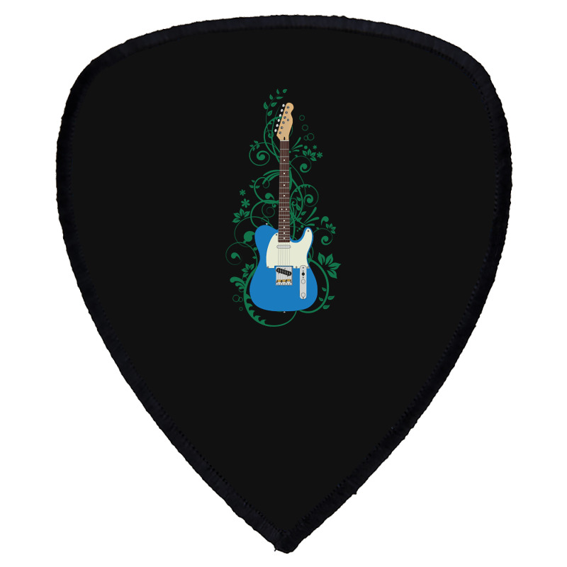 Blue T-style Electric Guitar Flowering Vines Shield S Patch | Artistshot