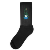 Blue T-style Electric Guitar Flowering Vines Socks | Artistshot