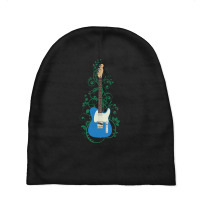 Blue T-style Electric Guitar Flowering Vines Baby Beanies | Artistshot