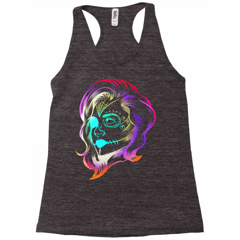 Colorful Stylized Female Calaveras Makeup Day Of The Dead Pullover Hoo Racerback Tank by keishawnredner | Artistshot