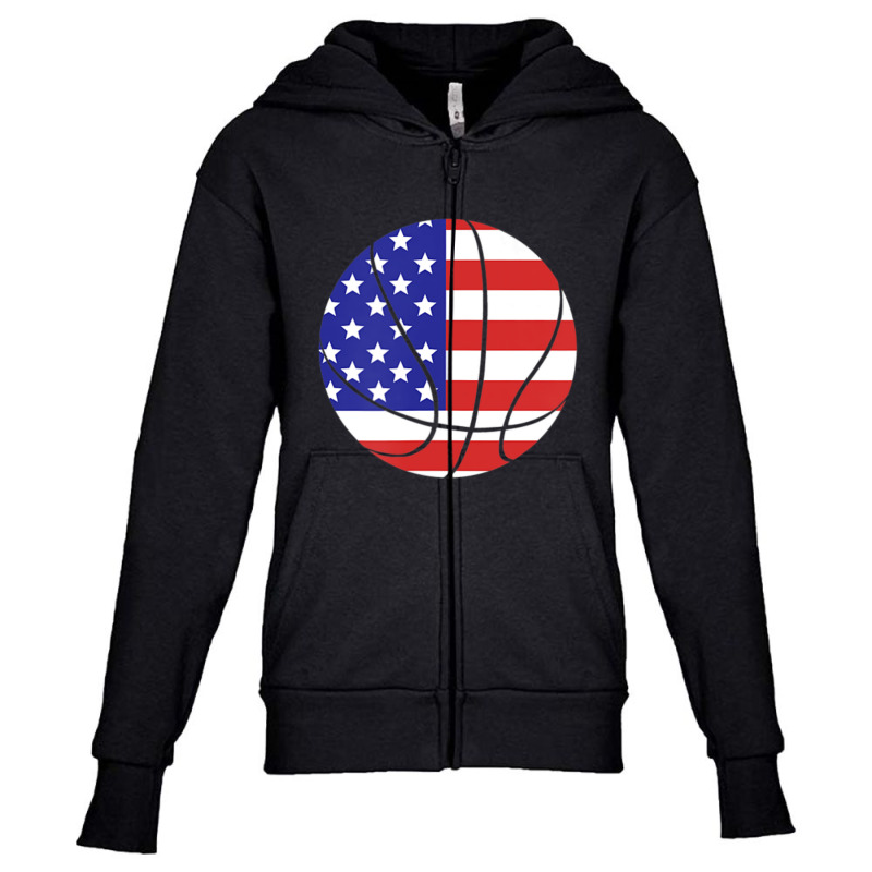 Patriotic American Us Flag Fourth July Basketball Youth Zipper Hoodie by degreesgunner | Artistshot