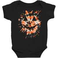 Orange Tie Dye Jack O Lantern Face Hippie Halloween Baby Bodysuit | Artistshot