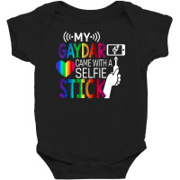 My Gaydar Came With A Selfie Stick For Dark Baby Bodysuit | Artistshot