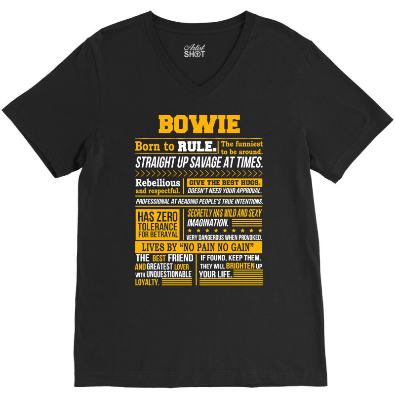 Bowie Name Shirt Bowie Born To Rule V-Neck Tee by Jerhogen528 | Artistshot