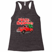 Funny Vintage Merry Christmas Tree Red Wagon Truck Outfit T Shirt Racerback Tank | Artistshot