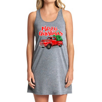 Funny Vintage Merry Christmas Tree Red Wagon Truck Outfit T Shirt Tank Dress | Artistshot