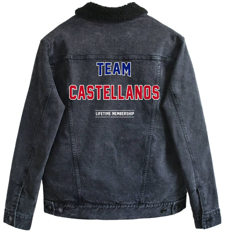 Distressed Team Castellanos Proud Family Last Name Surname T Shirt Unisex Sherpa-Lined Denim Jacket by chipbeltzox | Artistshot