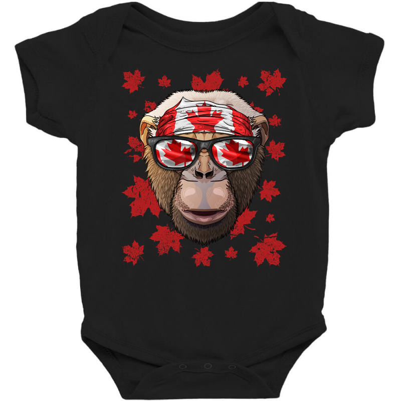 Canadian Chimpanzee Patriotic Canada Flag Maple Leaf Pride Baby Bodysuit by Jankonen637 | Artistshot