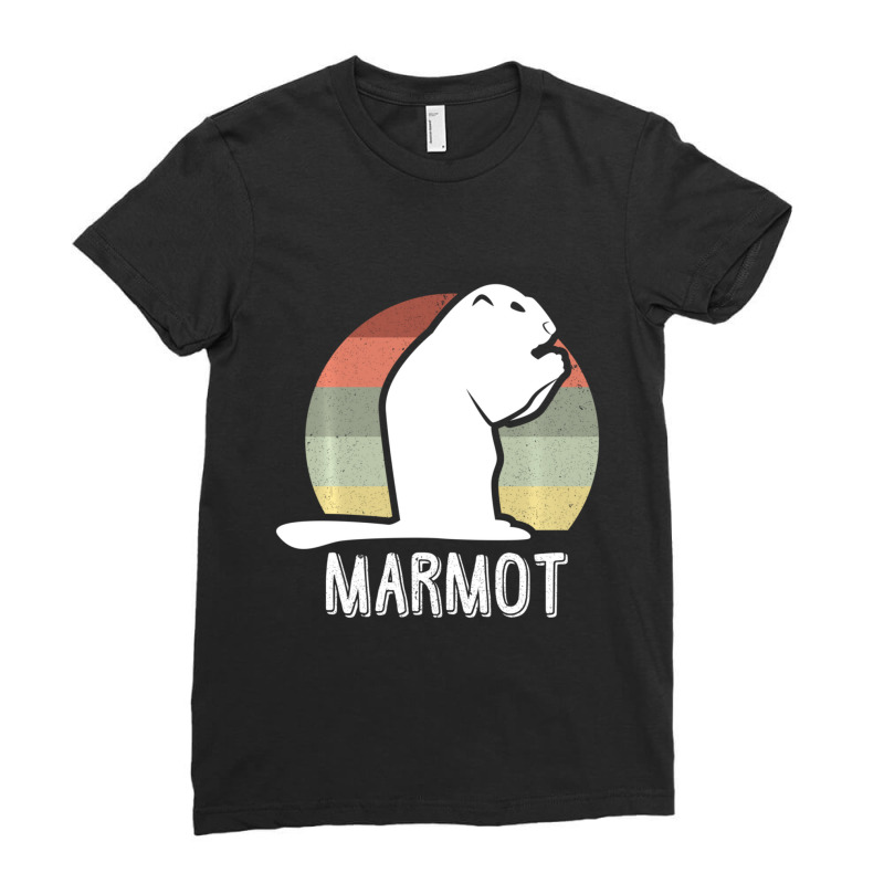 Vintage Marmot Distressed Retro Style Ladies Fitted T-Shirt by bummercaught | Artistshot