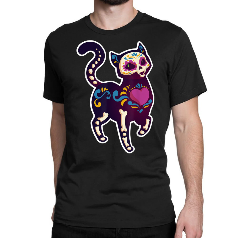 Cute Day Of The Dead Mexico Calavera Sugar Skull Cat Moon T Shirt Classic T-shirt by towamingle | Artistshot