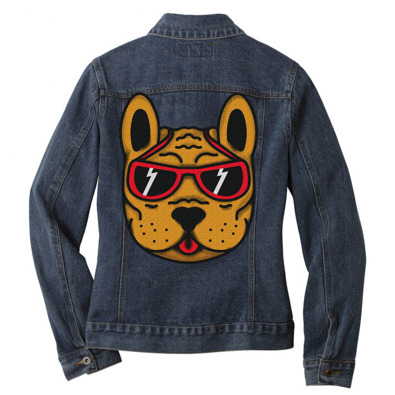 Dog Wearing Sunglasses-48zyb Ladies Denim Jacket by declangreenwood | Artistshot