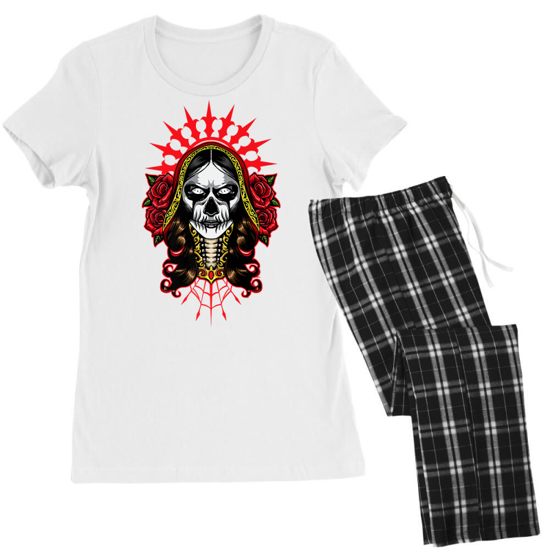 Evil Look La Calavera Catrina   Santa Muerte   Sugar Skull Premium T S Women's Pajamas Set by towamingle | Artistshot