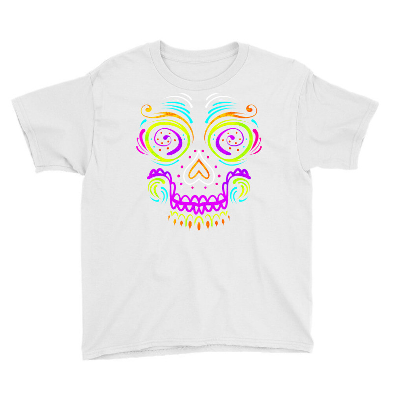 Big Calaveras Makeup Sugar Skull Day Of The Dead Sweatshirt Youth Tee by men.adam | Artistshot