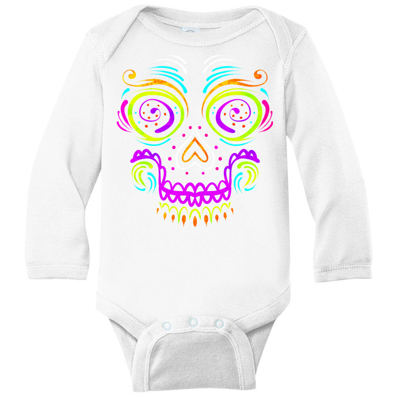 Big Calaveras Makeup Sugar Skull Day Of The Dead Sweatshirt Long Sleeve Baby Bodysuit by men.adam | Artistshot