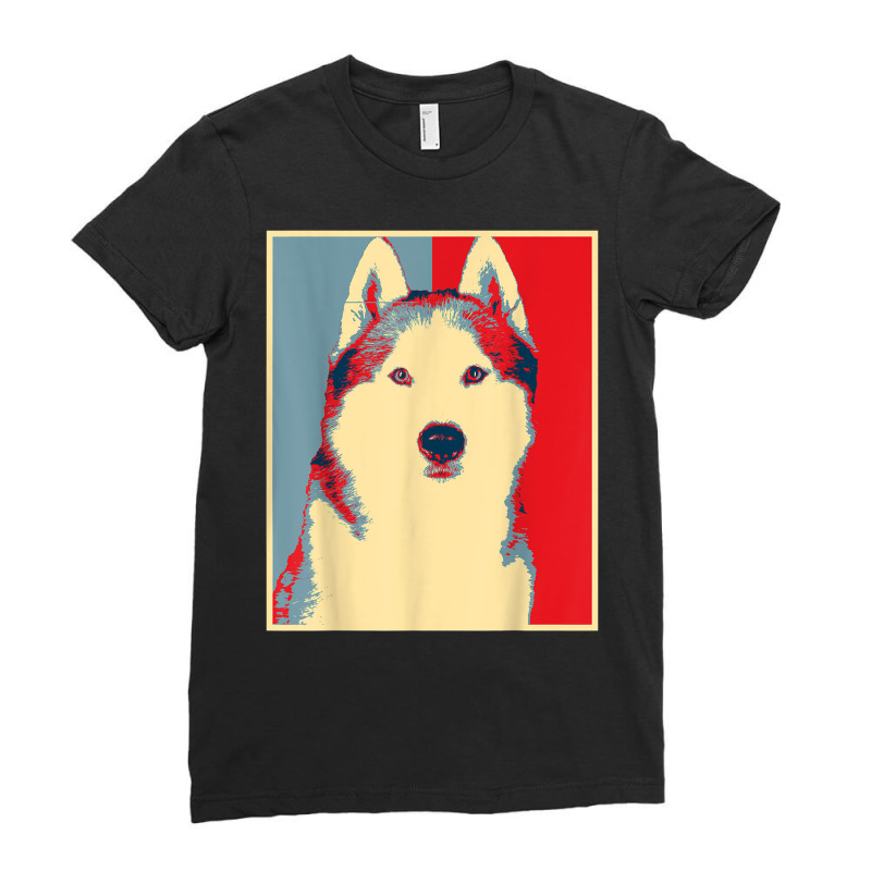 Dog Artwork Husky   Vintage Silhouette Siberian Husky T Shirt Ladies Fitted T-Shirt by tousey | Artistshot