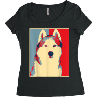 Dog Artwork Husky   Vintage Silhouette Siberian Husky T Shirt Women's Triblend Scoop T-shirt | Artistshot