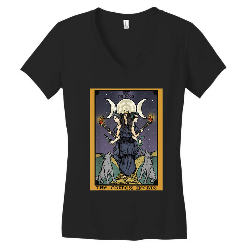 The Goddess Hecate Tarot Card Triple Moon Wiccan Pagan Witch Women's V-Neck T-Shirt by AbeaJuanje | Artistshot