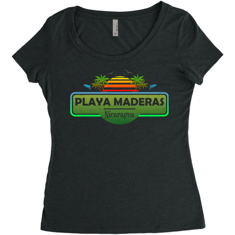 Playa Maderas Beach Nicaragua Palm Trees Sunset Summer Have Women's Triblend Scoop T-shirt by EdieTiffany | Artistshot