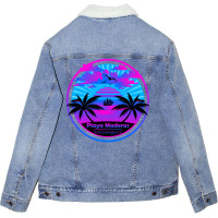 Playa Maderas Beach Nicaragua Palm Trees Sunset Summer Tee Unisex Sherpa-lined Denim Jacket | Artistshot